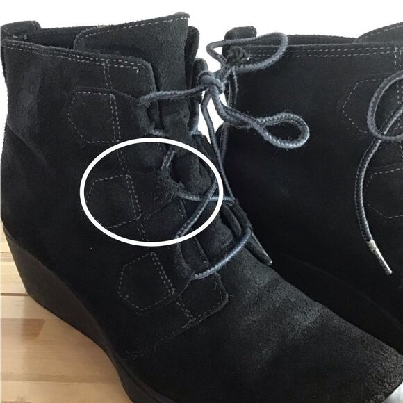 SOREL heeled suede leather boots size 10 platform wedges Normcore Gorpcore - Picture 9 of 16